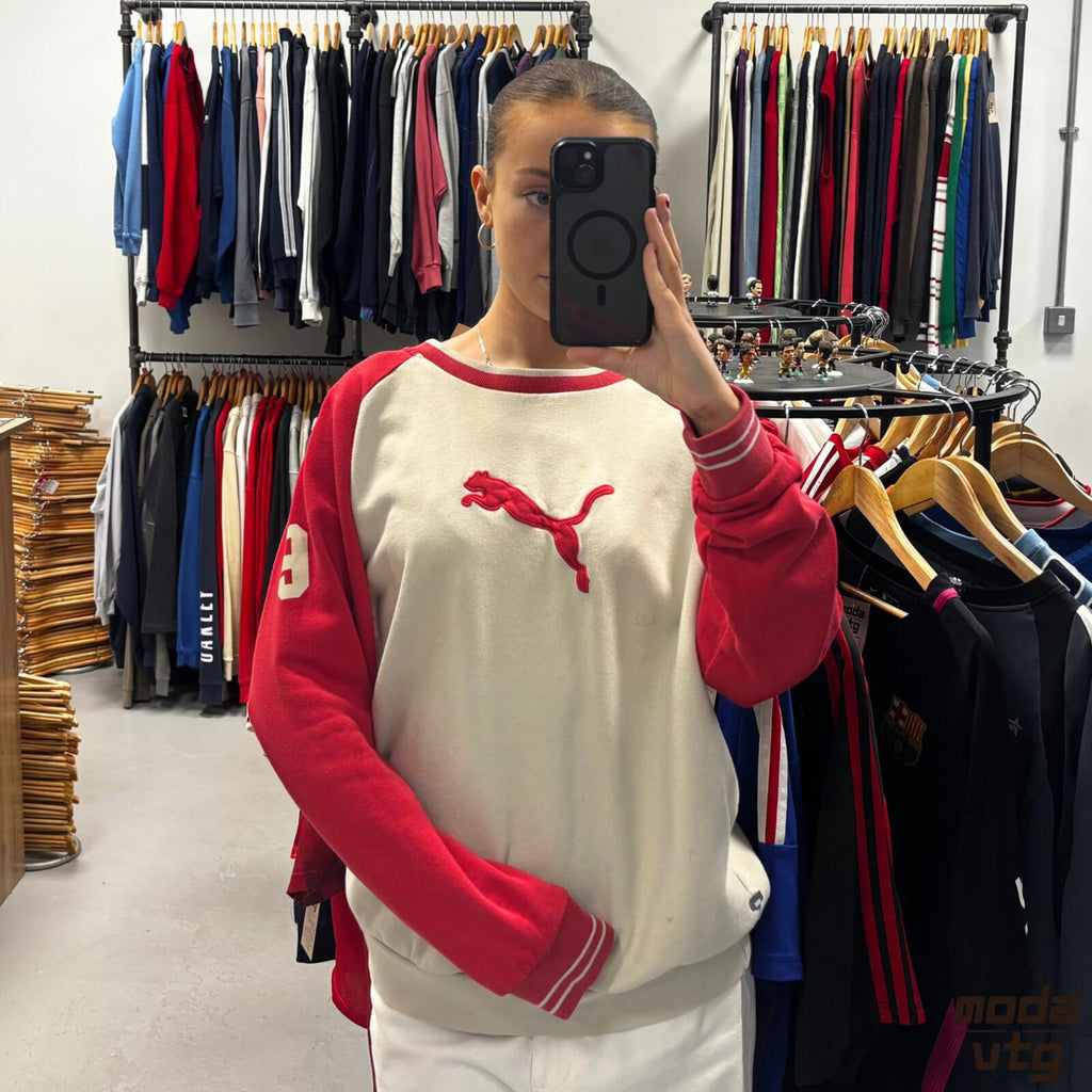 Vintage 90s Puma Sweatshirt Beige Medium Retro Unisex