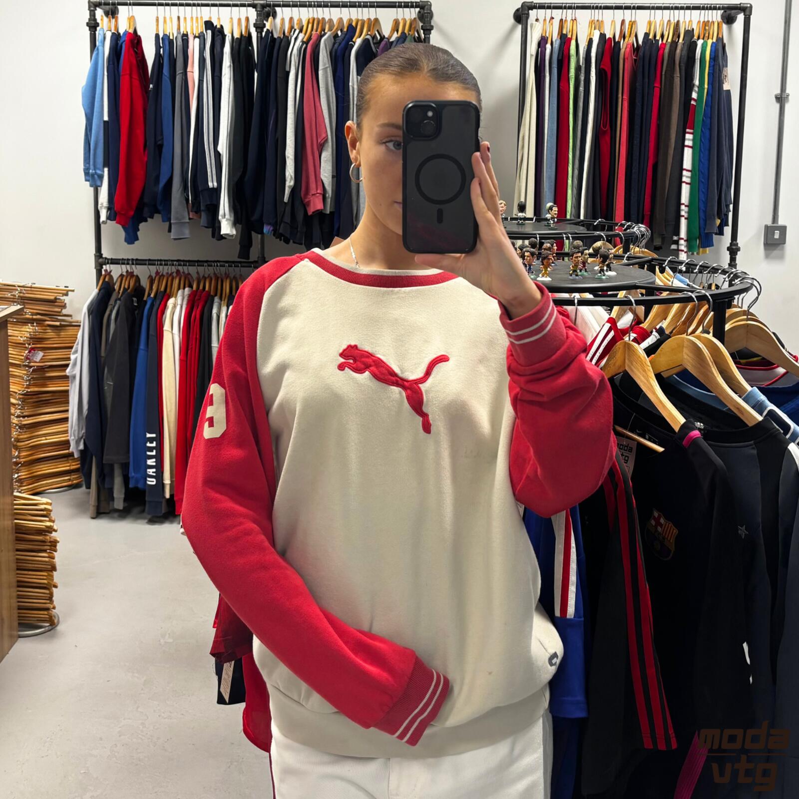 Vintage 90s Puma Sweatshirt Beige Medium Retro Unisex
