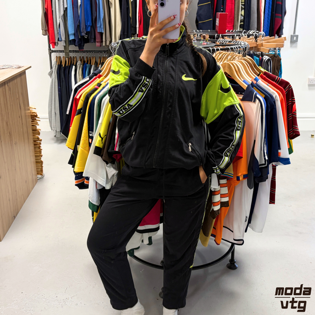 Vintage 90s Nike Tracksuit Black Small Retro Unisex Festival