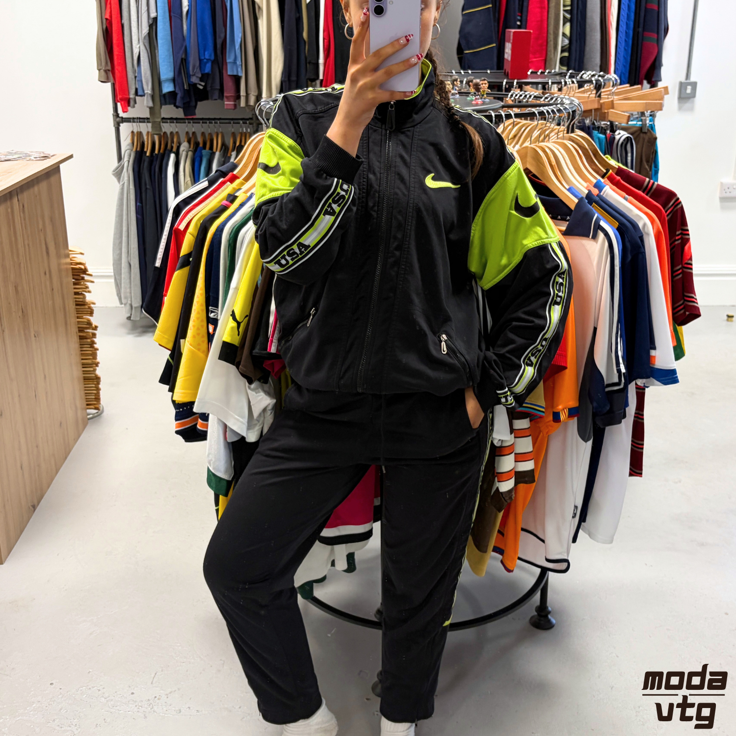 Vintage 90s Nike Tracksuit Black Small Retro Unisex Festival