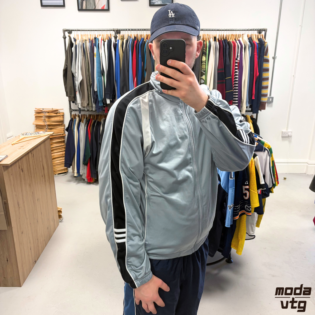 Vintage Y2K Adidas Track Jacket Large Grey Retro Unisex