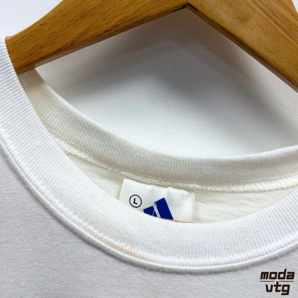Vintage 90s Adidas T-Shirt White Women’s Large Retro Deadstock BNWT