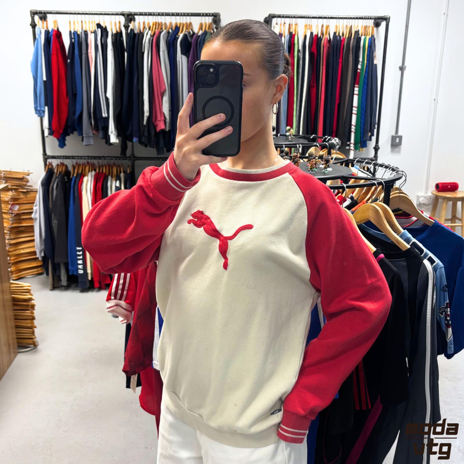 Vintage 90s Puma Sweatshirt Beige Medium Retro Unisex