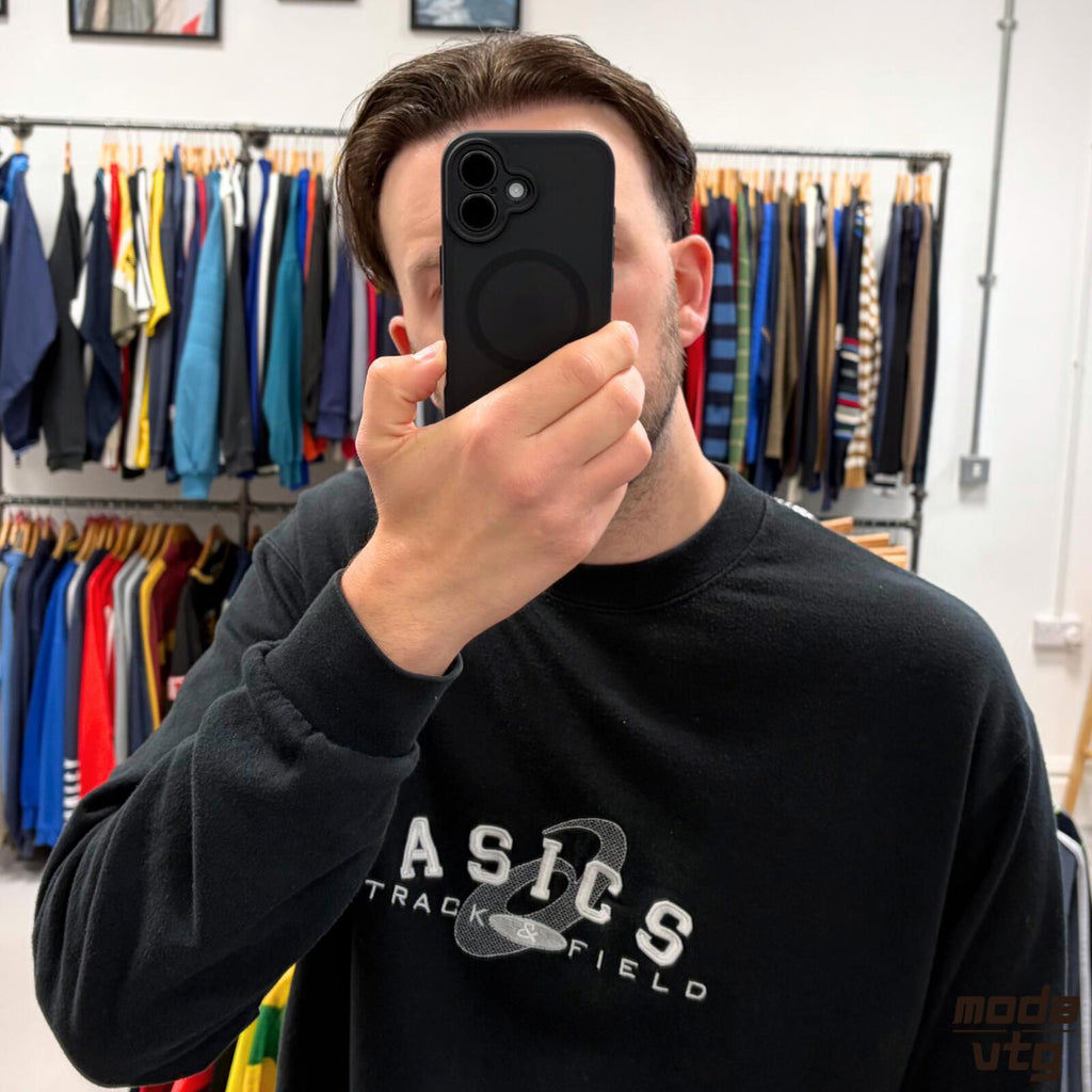 Vintage Y2K ASICS Sweatshirt Black XL Retro Unisex