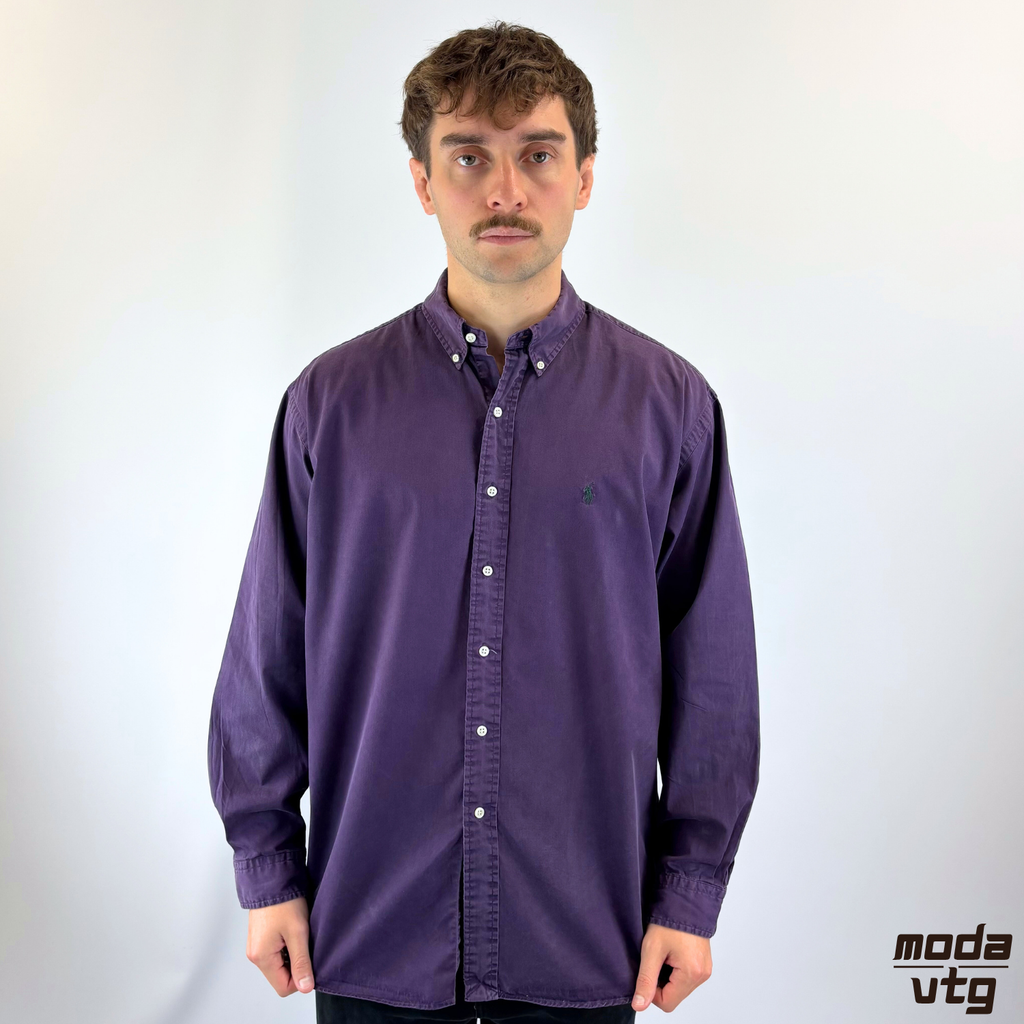 Vintage 90s Ralph Lauren Shirt Purple XL Blake Cotton