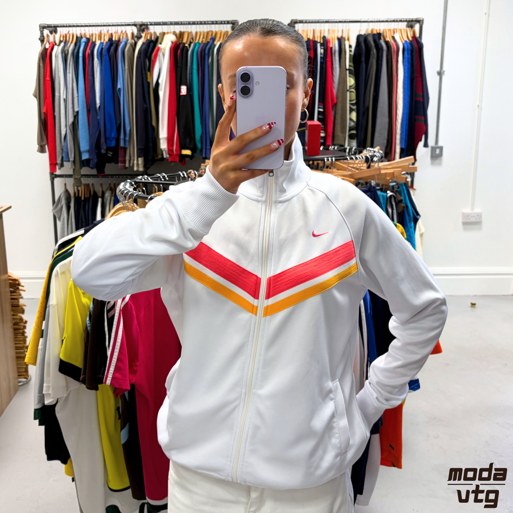 Vintage Y2K Nike Track Jacket White Medium Retro Unisex