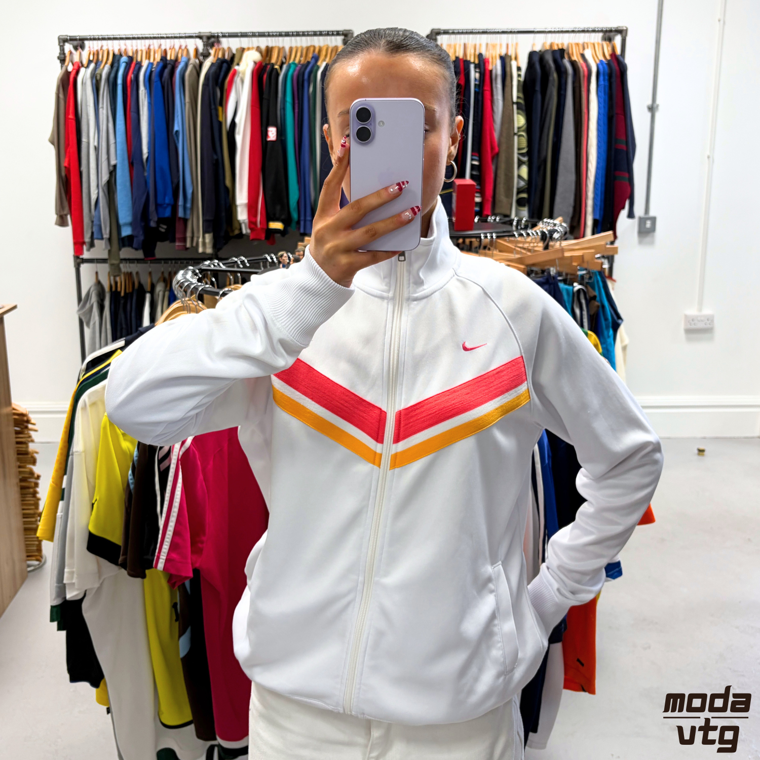 Vintage Y2K Nike Track Jacket White Medium Retro Unisex