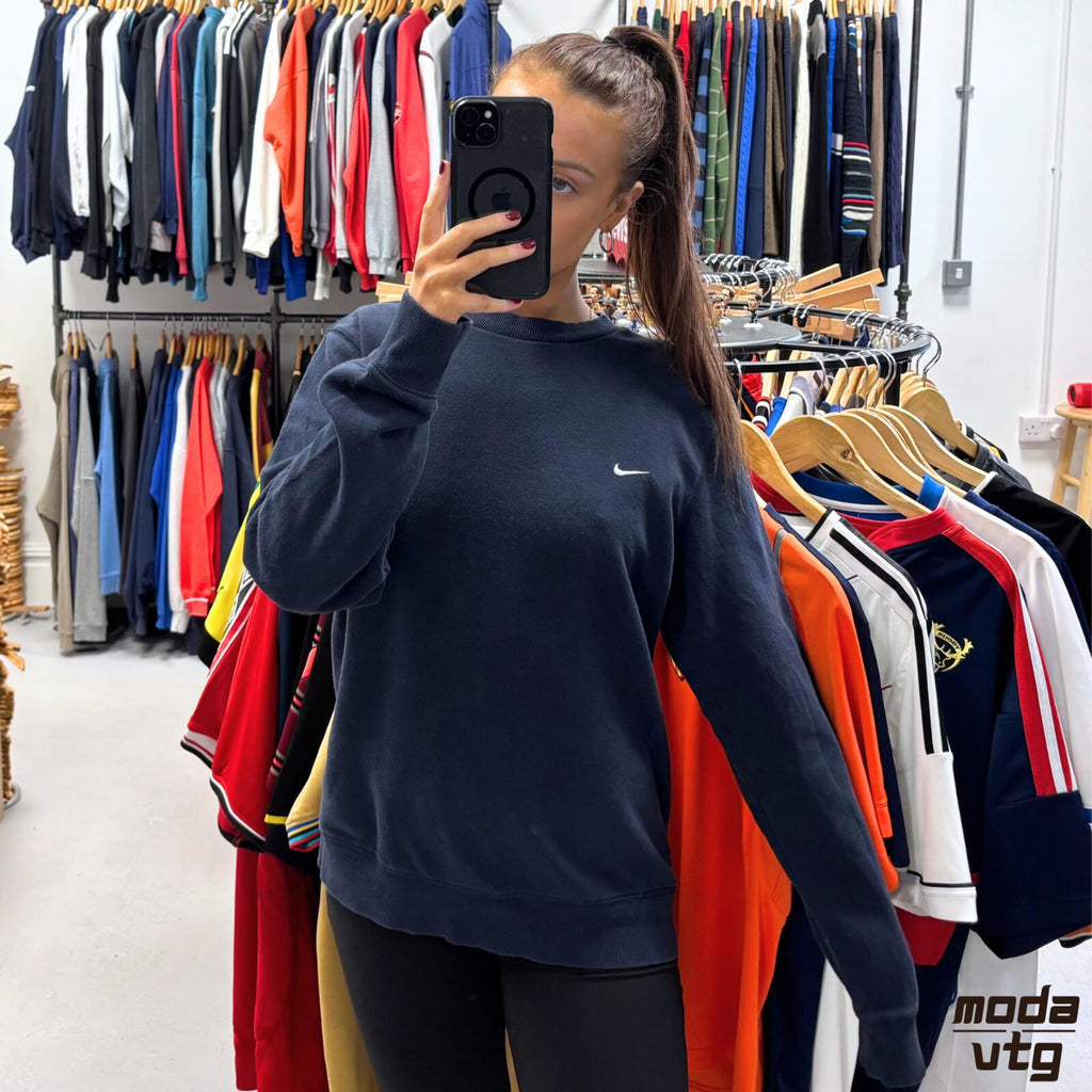 Vintage Y2K Nike Sweatshirt Navy Large Retro Unisex