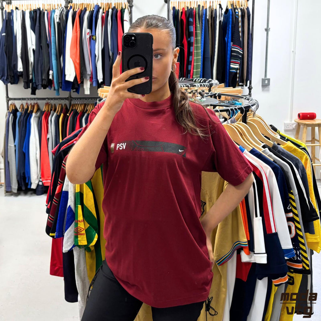 Vintage 90s Nike PSV T-Shirt Burgundy Medium Retro Deadstock BNWT