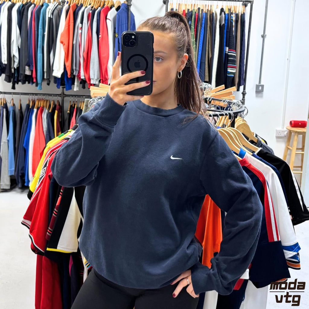 Vintage Y2K Nike Sweatshirt Navy Large Retro Unisex