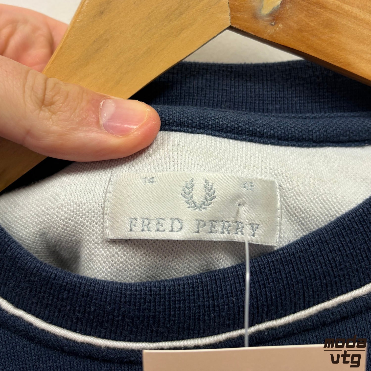 Vintage Y2K Fred Perry Sweatshirt Navy Small Retro Unisex