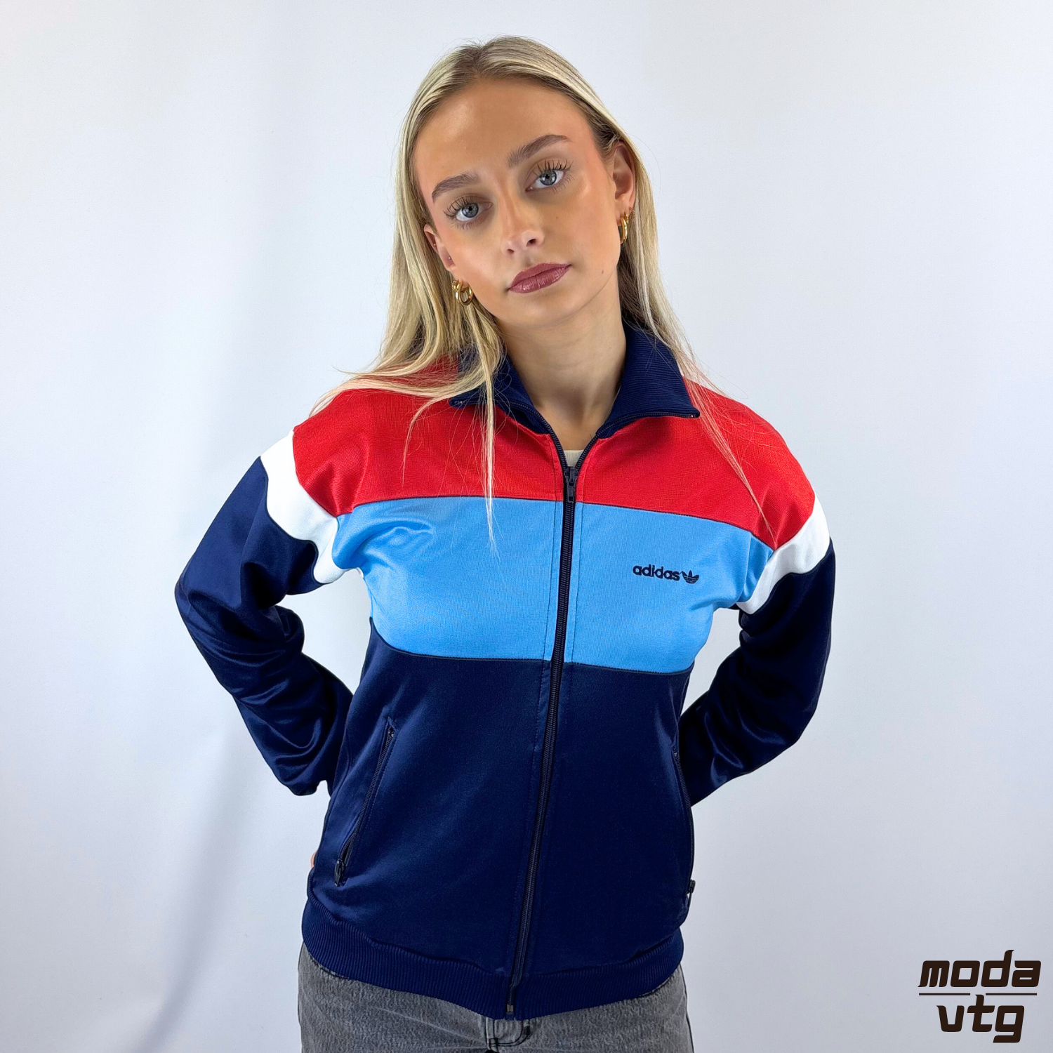 Vintage 80s Adidas Track Jacket Blue XS Made In West Germany Retro