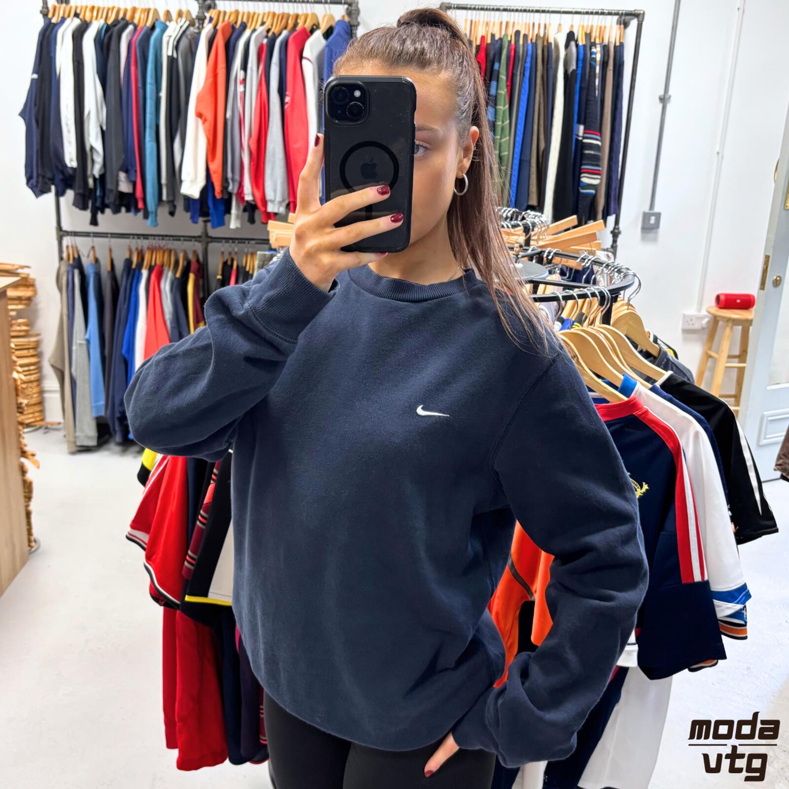 Vintage Y2K Nike Sweatshirt Navy Large Retro Unisex