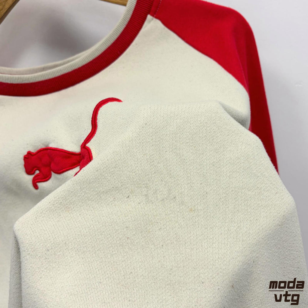 Vintage 90s Puma Sweatshirt Beige Medium Retro Unisex