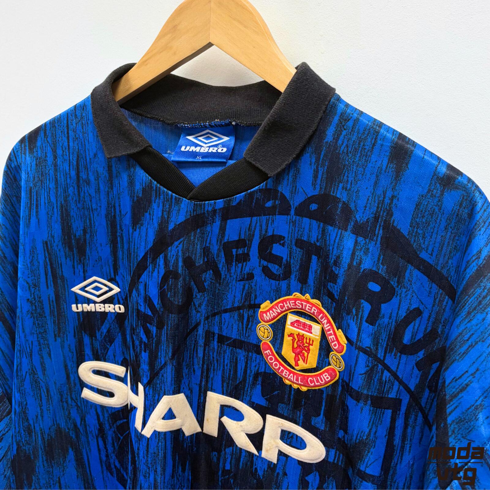 Vintage 1992/93 Manchester United Jersey Home Blue XL Umbro Retro Unisex