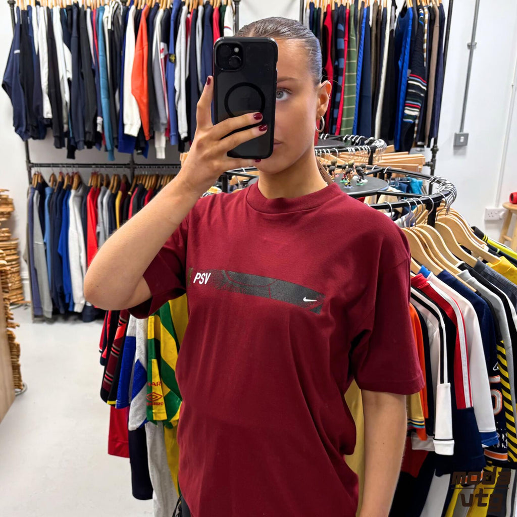 Vintage 90s Nike PSV T-Shirt Burgundy Medium Retro Deadstock BNWT