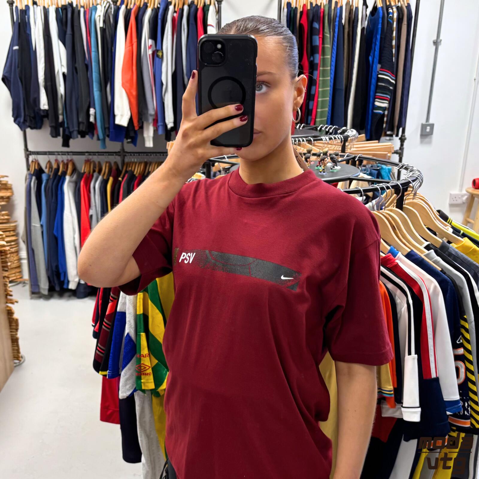 Vintage 90s Nike PSV T-Shirt Burgundy Medium Retro Deadstock BNWT