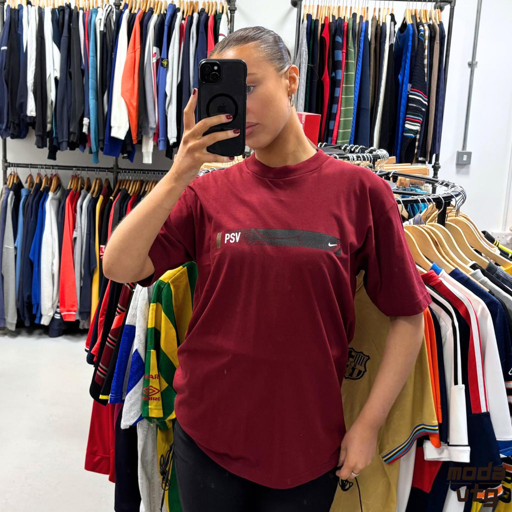 Vintage 90s Nike PSV T-Shirt Burgundy Medium Retro Deadstock BNWT