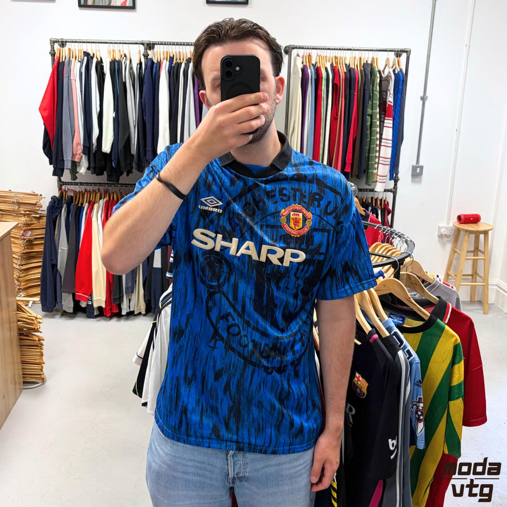 Vintage 1992/93 Manchester United Jersey Home Blue XL Umbro Retro Unisex