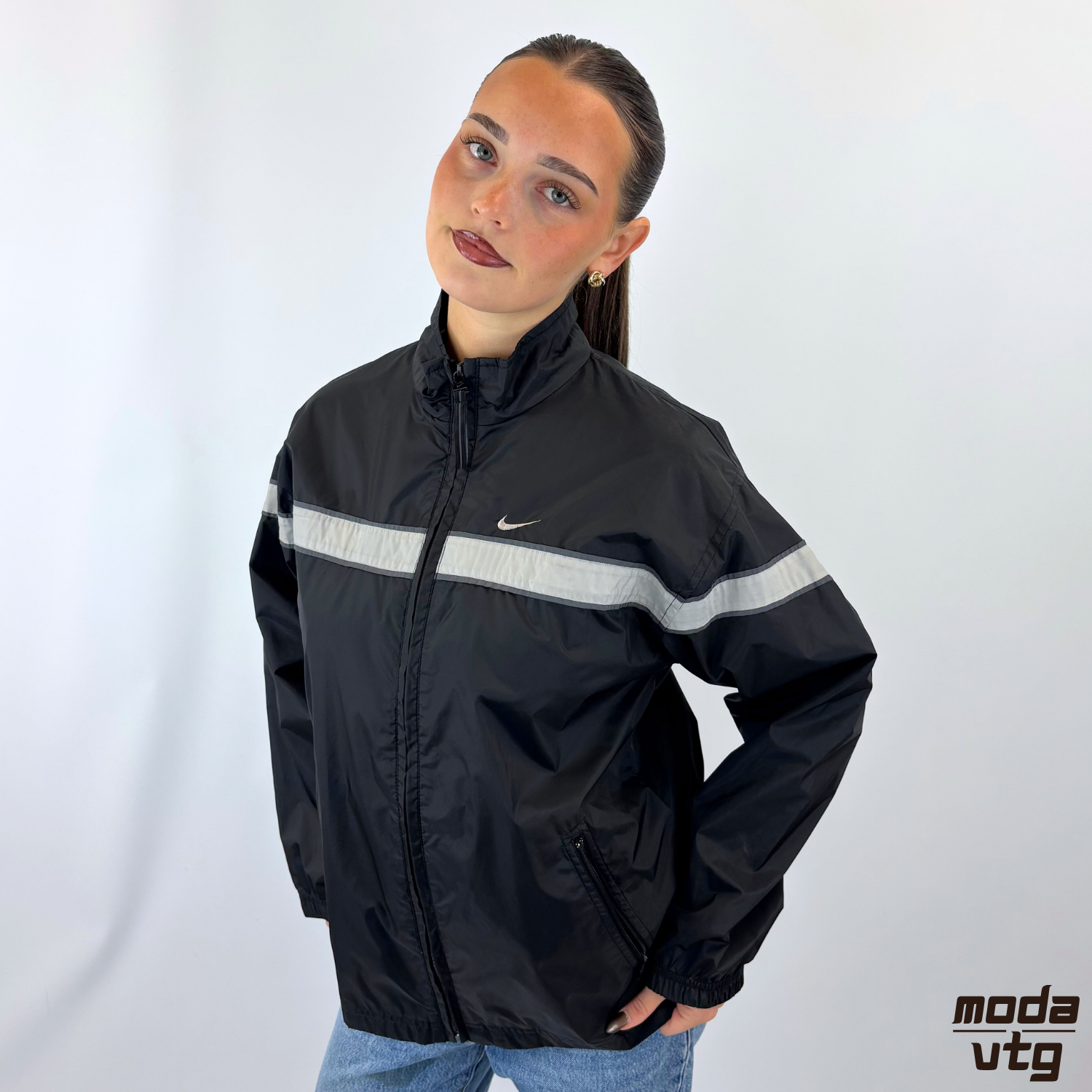 Vintage 90s Nike Track Jacket Black Small