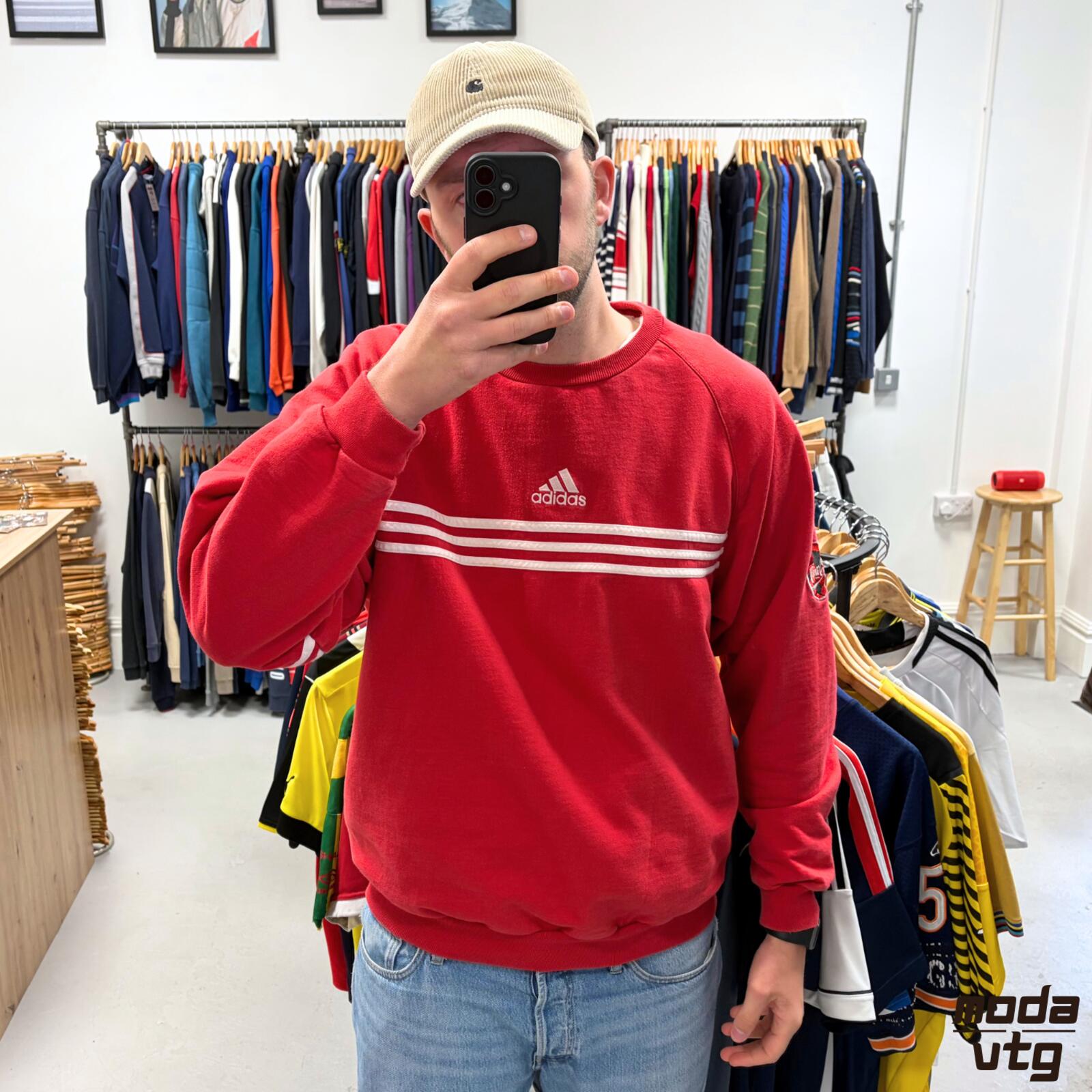 Vintage 90s Adidas Sweatshirt Red Large Retro Unisex Crewneck Coca Cola