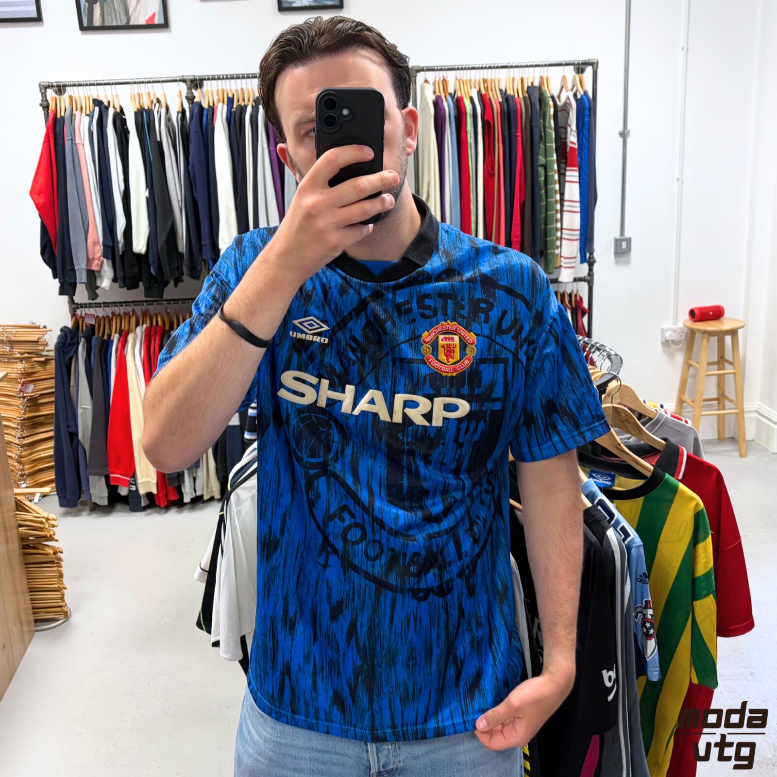 Vintage 1992/93 Manchester United Jersey Home Blue XL Umbro Retro Unisex