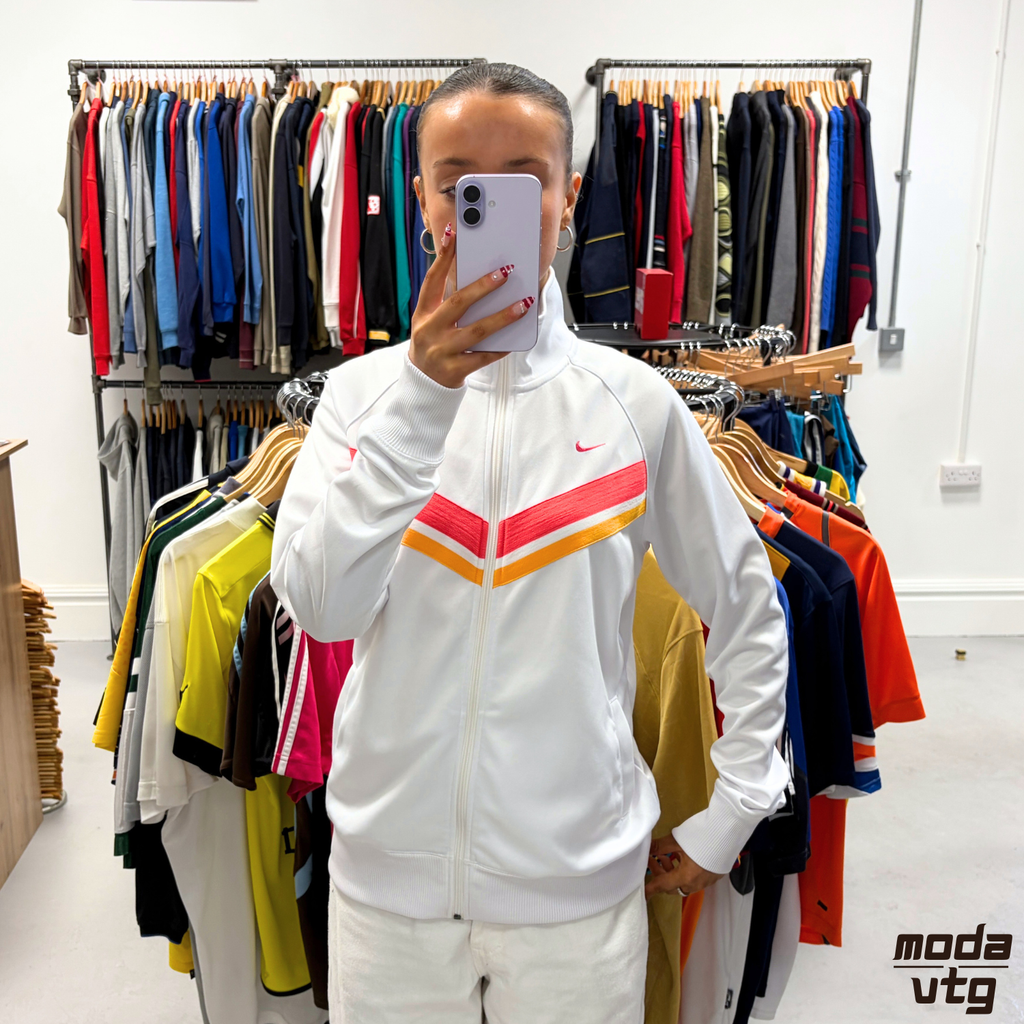 Vintage Y2K Nike Track Jacket White Medium Retro Unisex