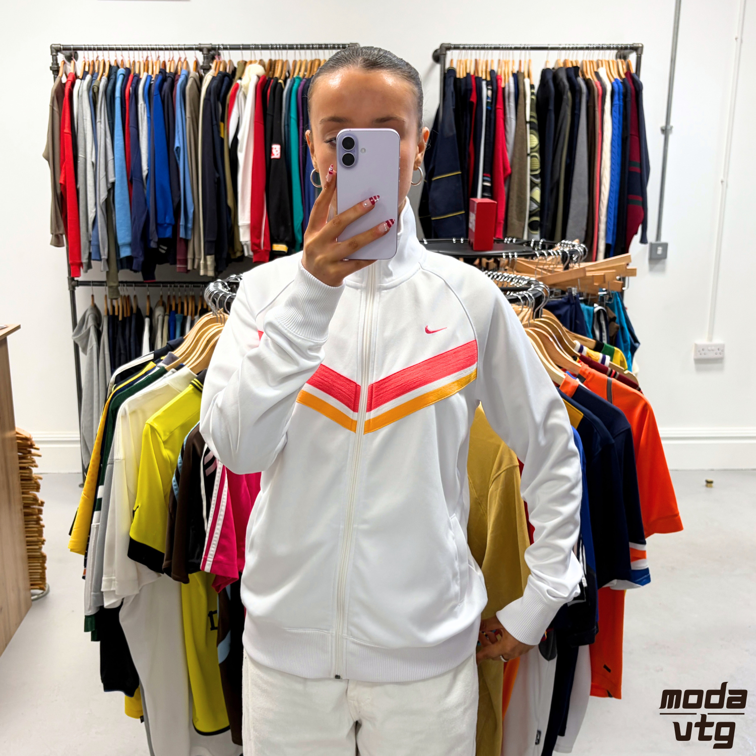 Vintage Y2K Nike Track Jacket White Medium Retro Unisex