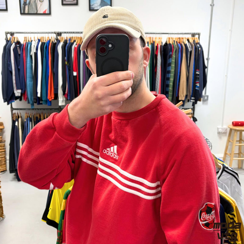 Vintage 90s Adidas Sweatshirt Red Large Retro Unisex Crewneck Coca Cola