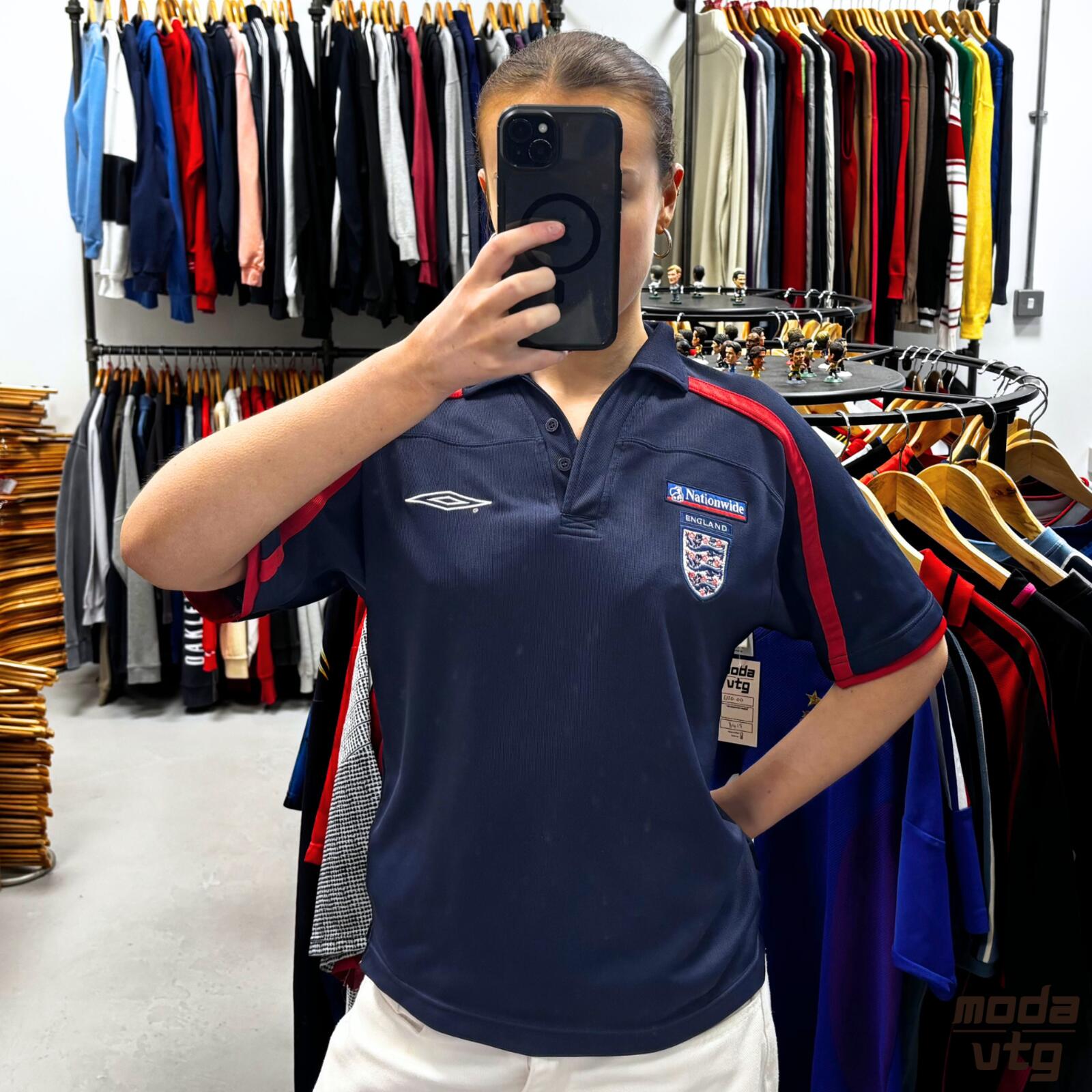 Vintage Y2K England Polo Navy Small Retro Unisex Umbro