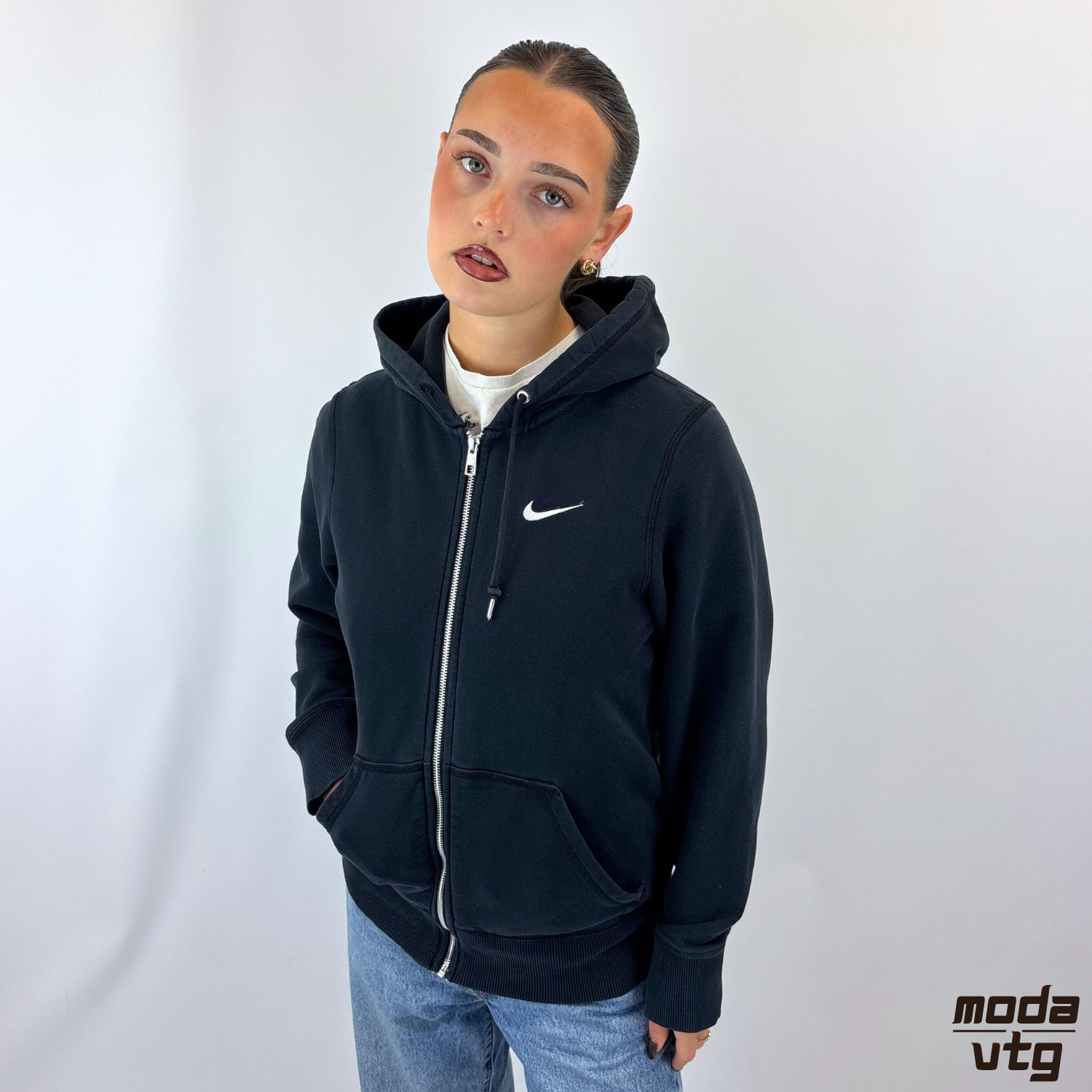 Vintage Y2K Nike Hoodie Navy XS Full Zip