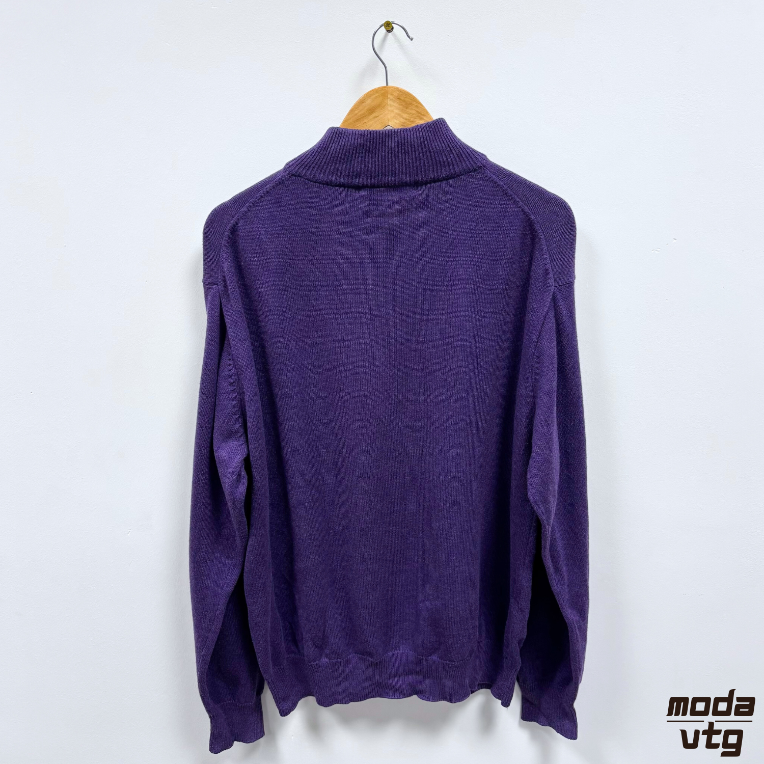 Vintage Y2K GANT Knitted Jumper Purple XL Quarter Zip