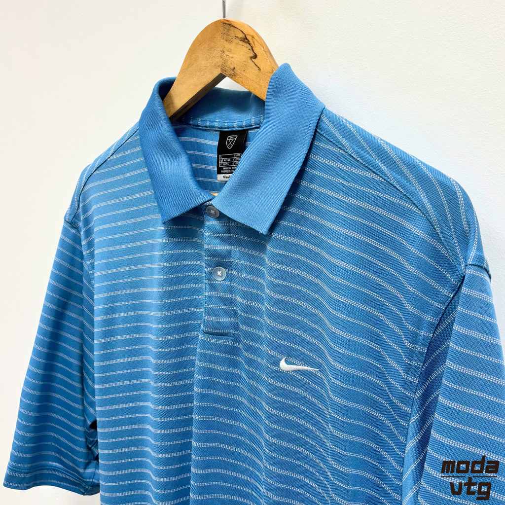 Vintage Y2K Nike Golf Polo Blue Large Striped