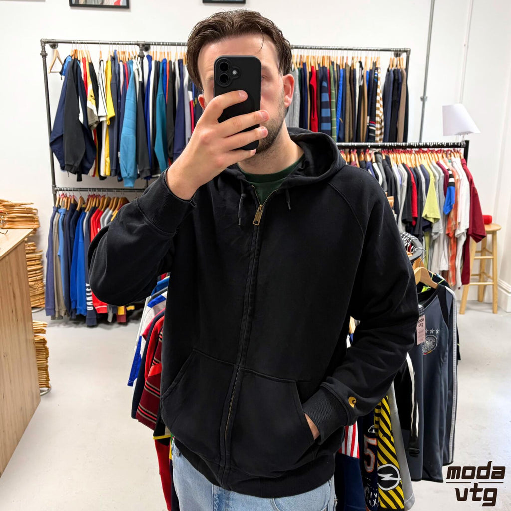 Vintage Y2K Carhartt Hoodie Black XL Workwear Full Zip