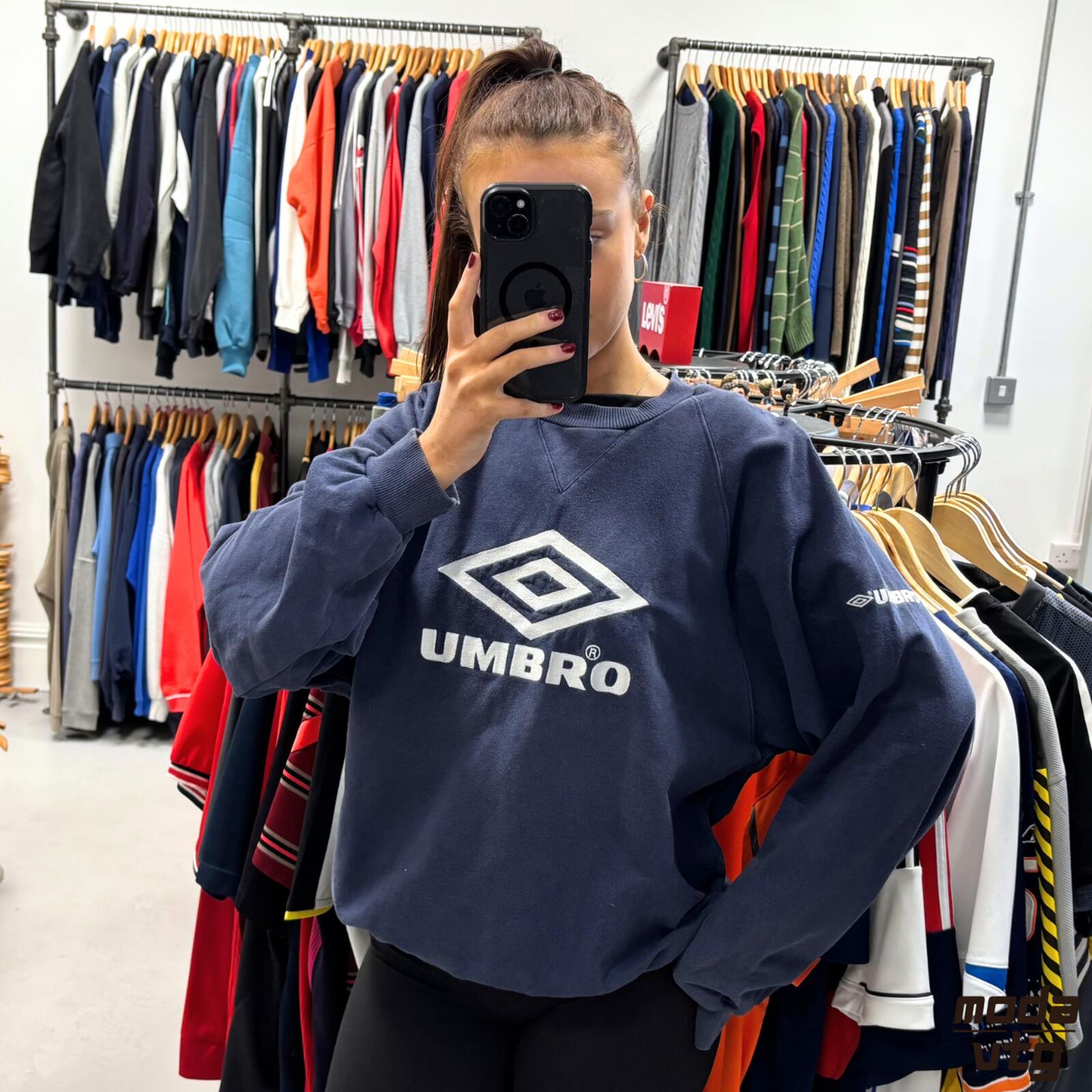 Vintage 90s Umbro Sweatshirt Navy Medium Retro Unisex