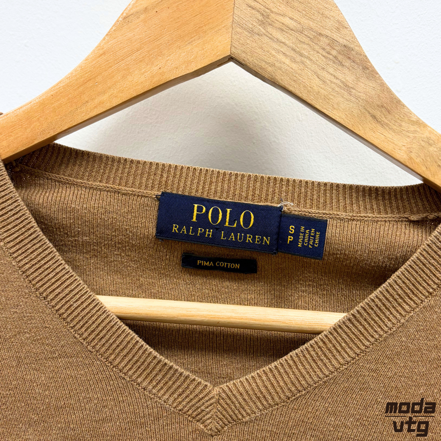 Vintage Y2K Ralph Lauren Knitted Jumper Brown Small Unisex Retro Lightweight Pim