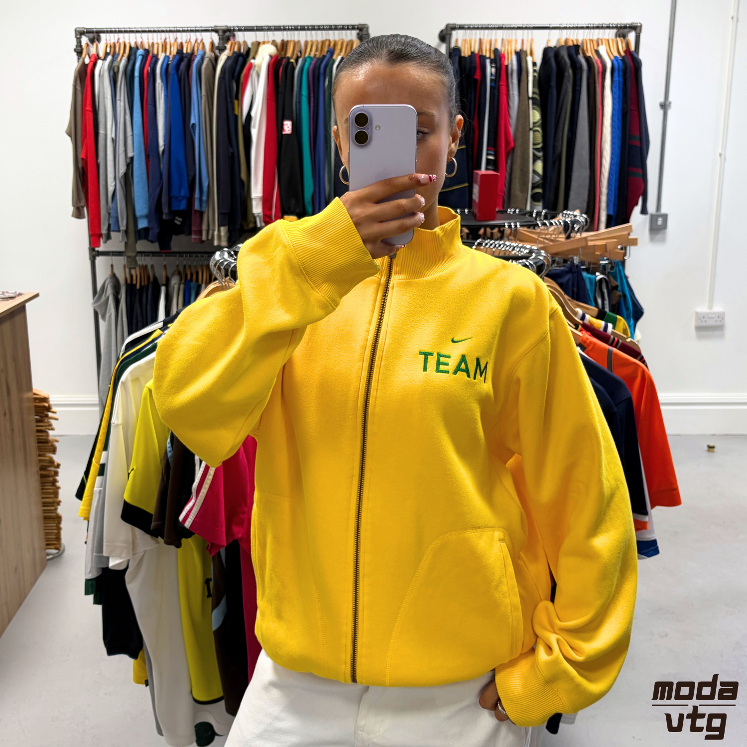 Vintage Y2K Nike Brazil Sweatshirt Yellow Large Retro Unisex