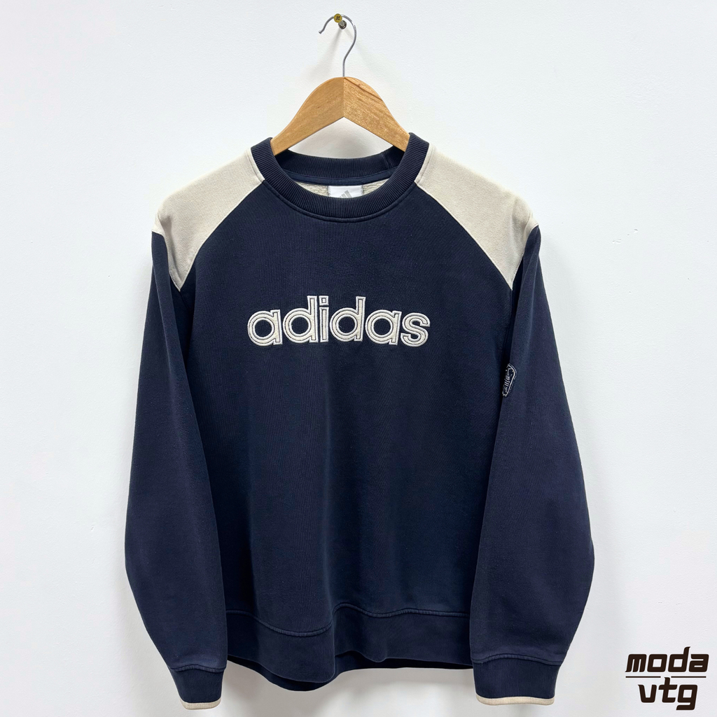 Vintage Y2K Adidas Sweatshirt Navy Medium Retro