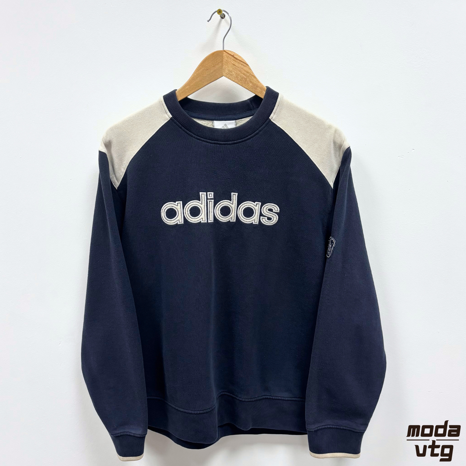 Vintage Y2K Adidas Sweatshirt Navy Medium Retro