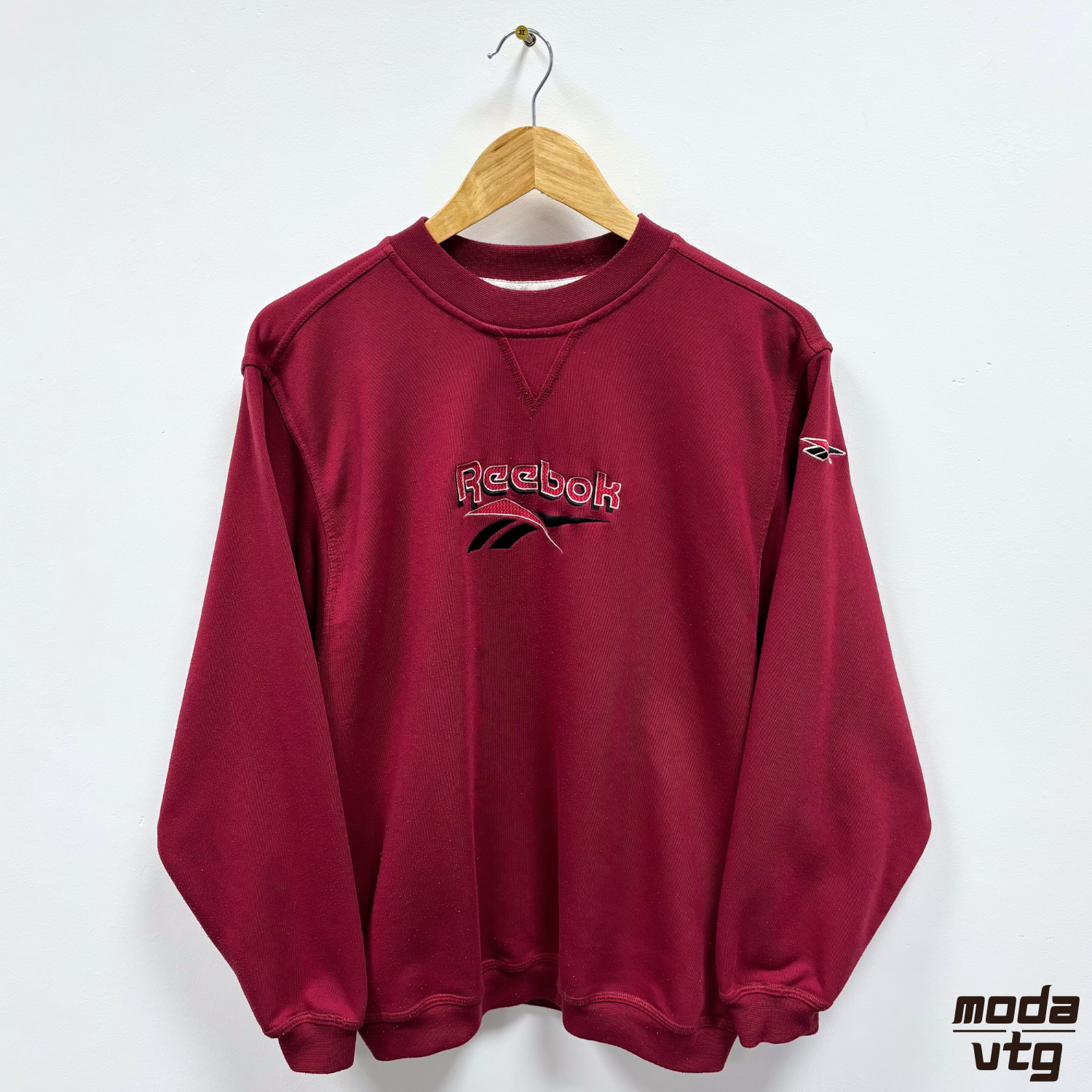 Vintage 90s Reebok Sweatshirt Burgundy Small Retro Crewneck