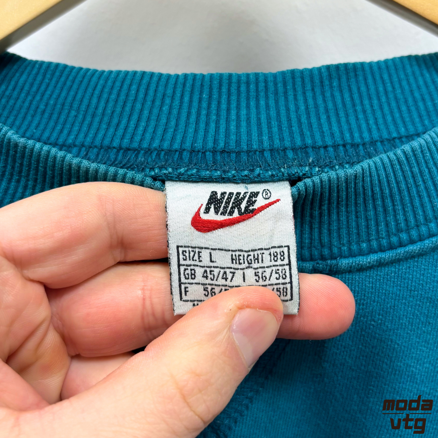 Vintage 90s Nike Sweatshirt Turquoise Medium Retro Swoosh
