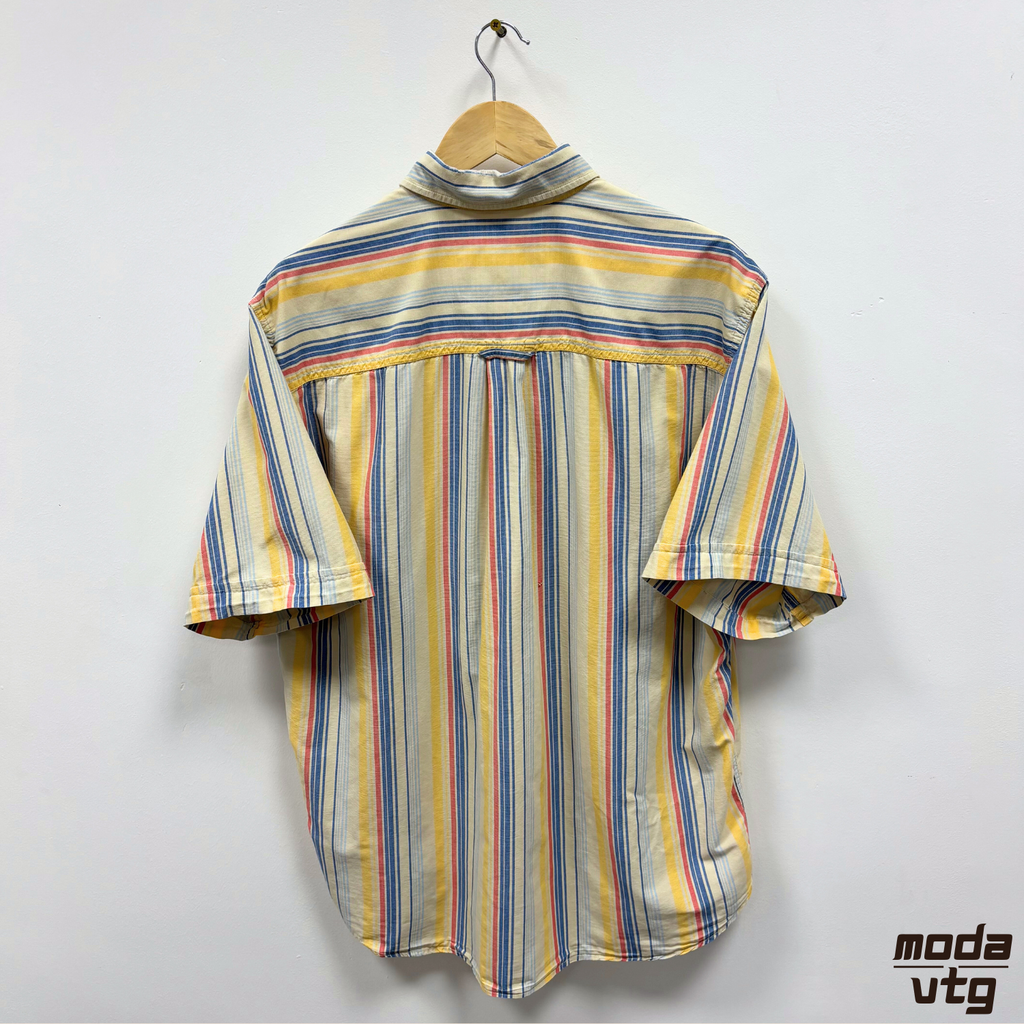 Vintage 90s Marlboro Classics Shirts XL Multicoloured Wavy Funky Retro Short Sle