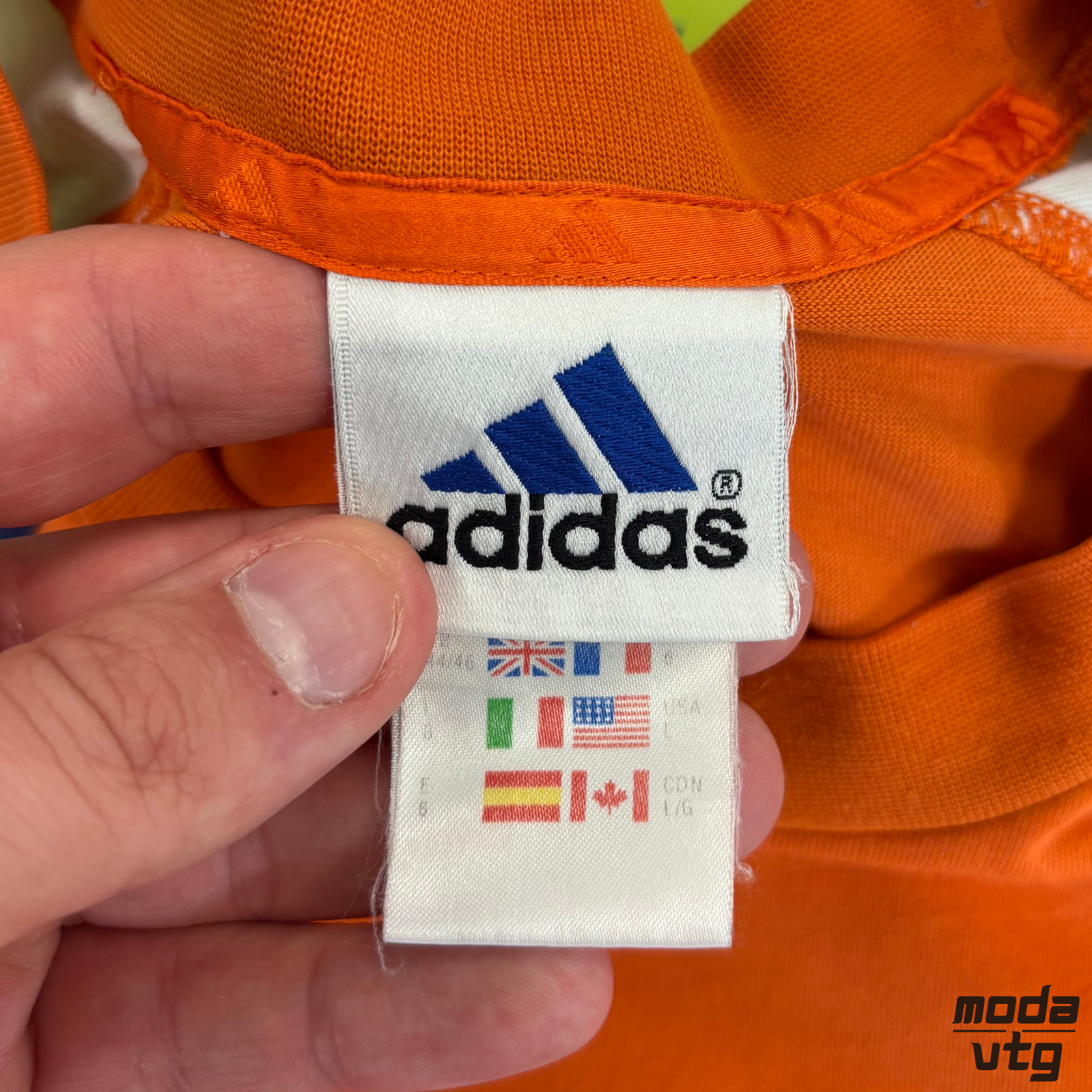 Vintage 90s Adidas T-Shirt Orange Large Holiday Summer