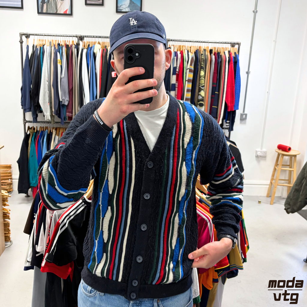 Vintage 90s Coogi Style Cardigan Large Knitted Multicoloured Retro Unisex