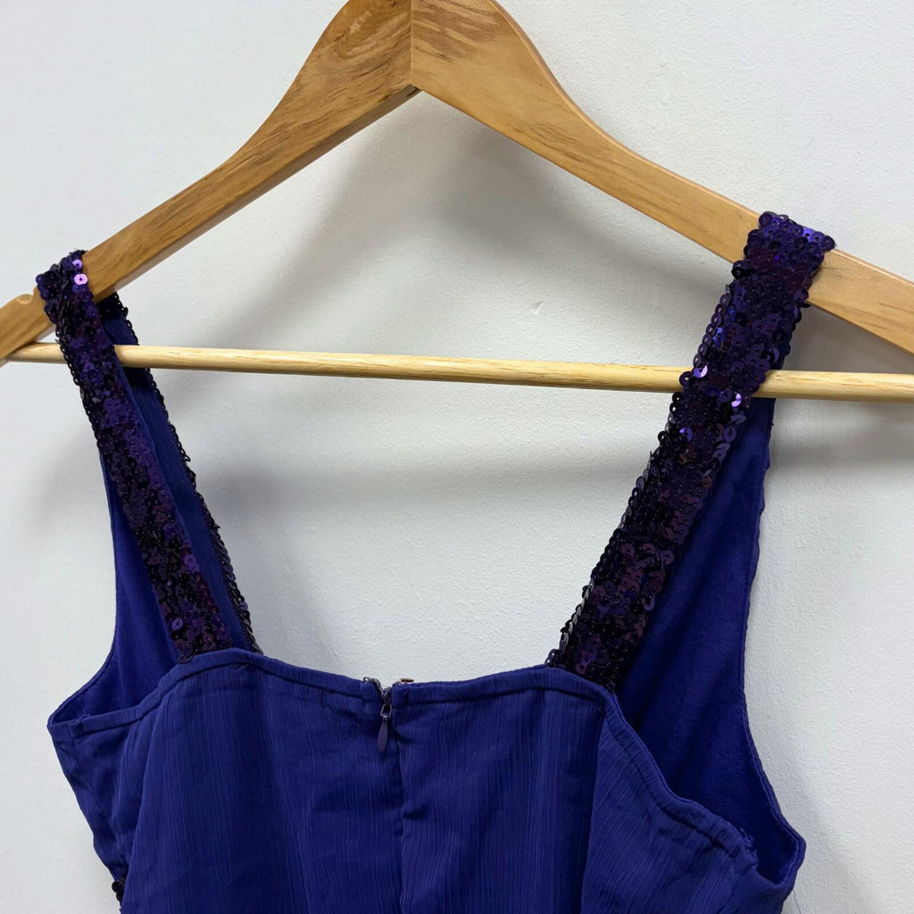 Vintage Y2K Jennifer Taylor Cami Top Purple Small Summer Sequins
