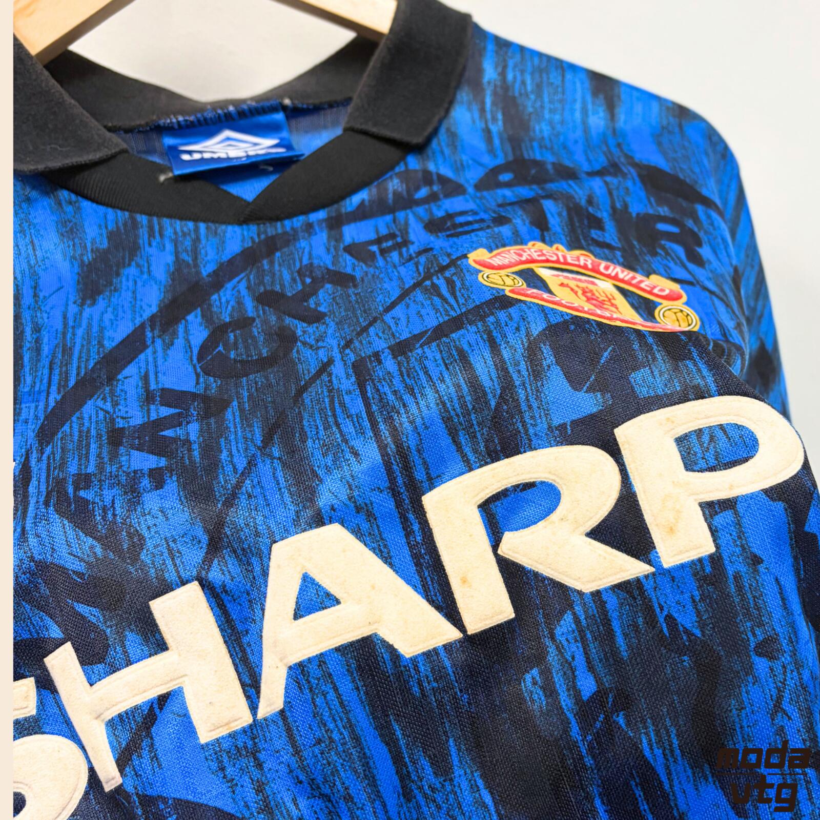 Vintage 1992/93 Manchester United Jersey Home Blue XL Umbro Retro Unisex