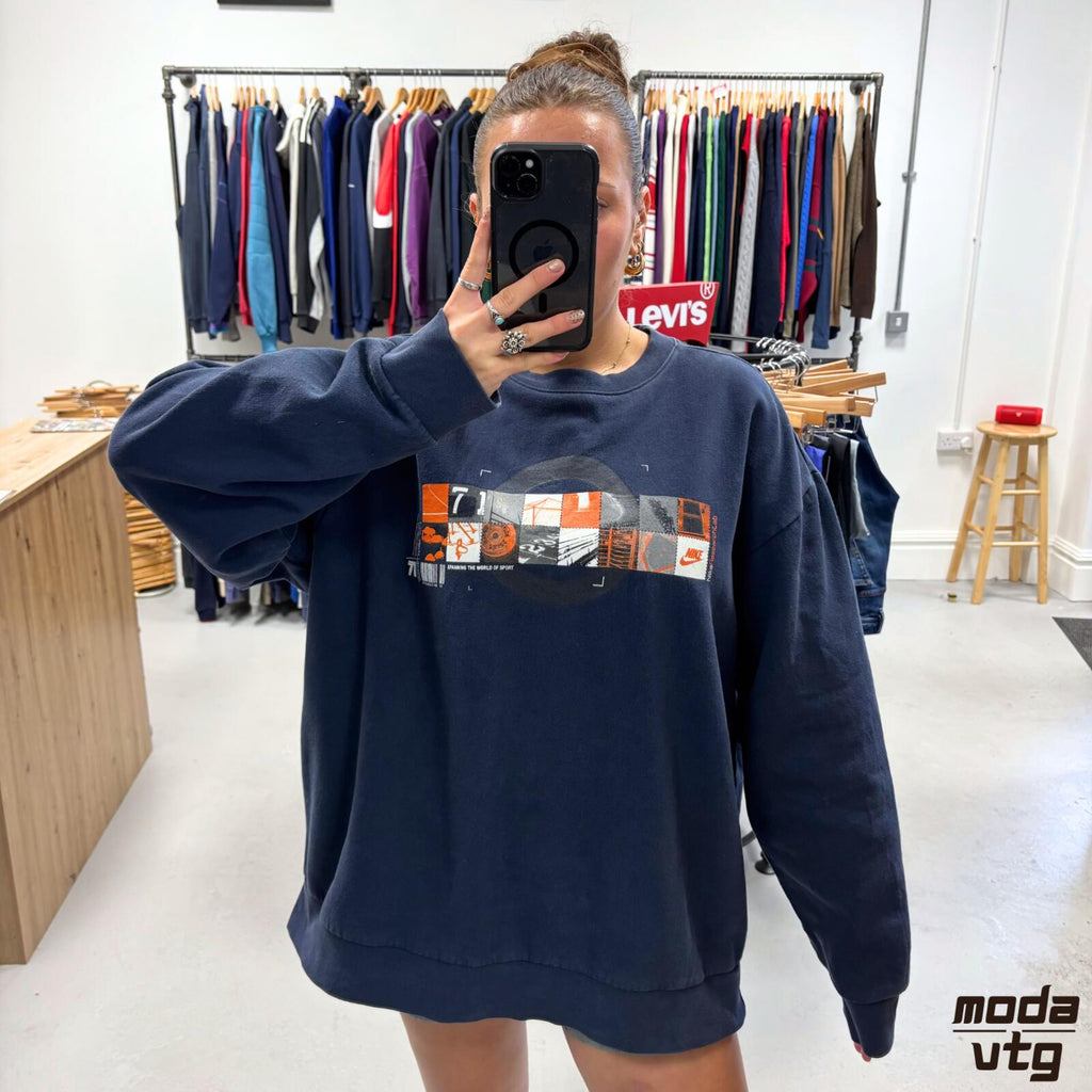 Vintage Y2K Nike Sweatshirt Navy XL Retro Unisex Graphic