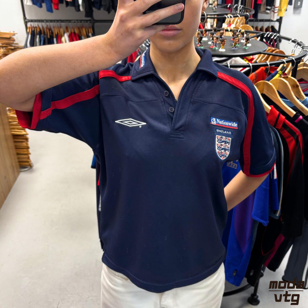 Vintage Y2K England Polo Navy Small Retro Unisex Umbro