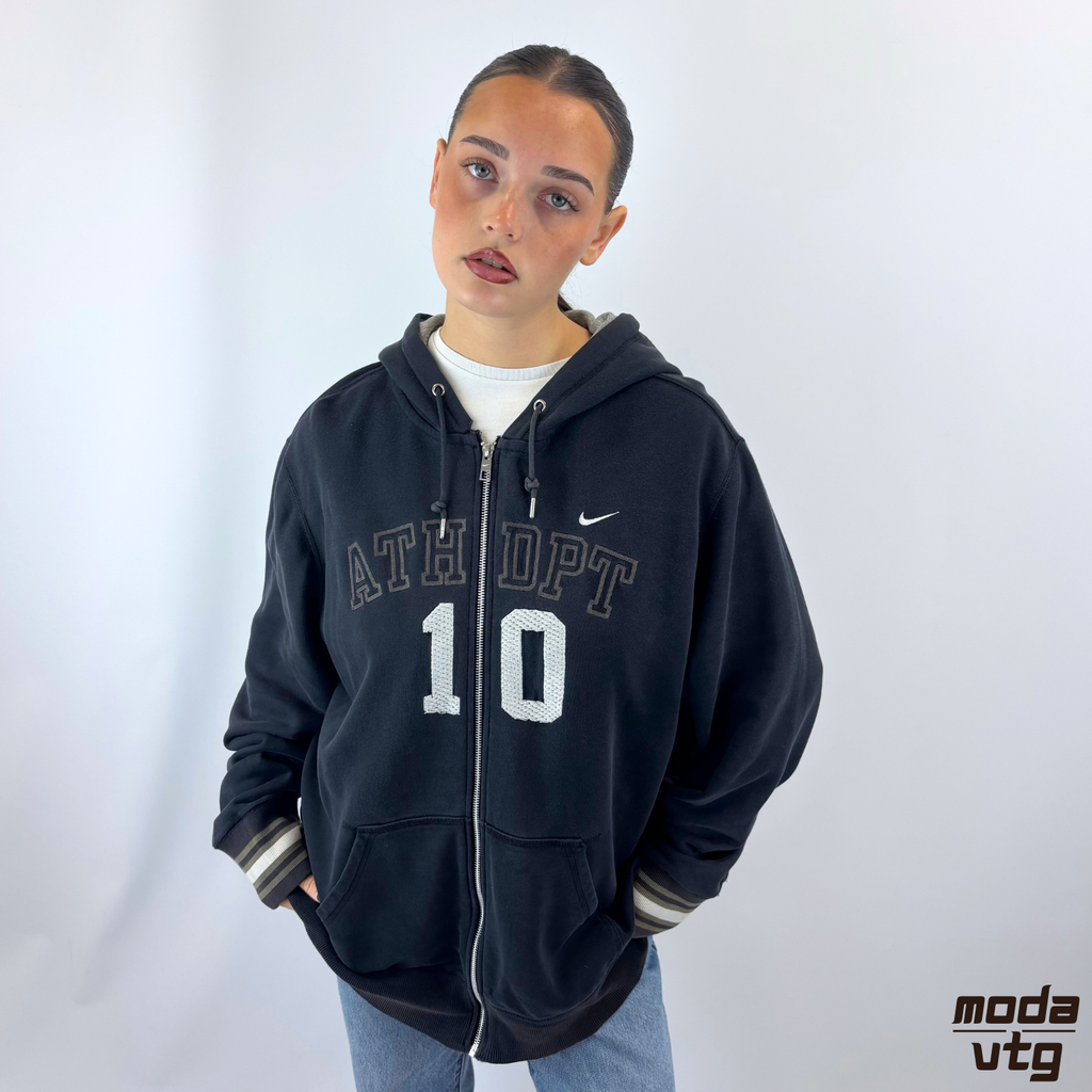 Vintage Y2K Nike Hoodie Navy Large Full Zip Embroidered