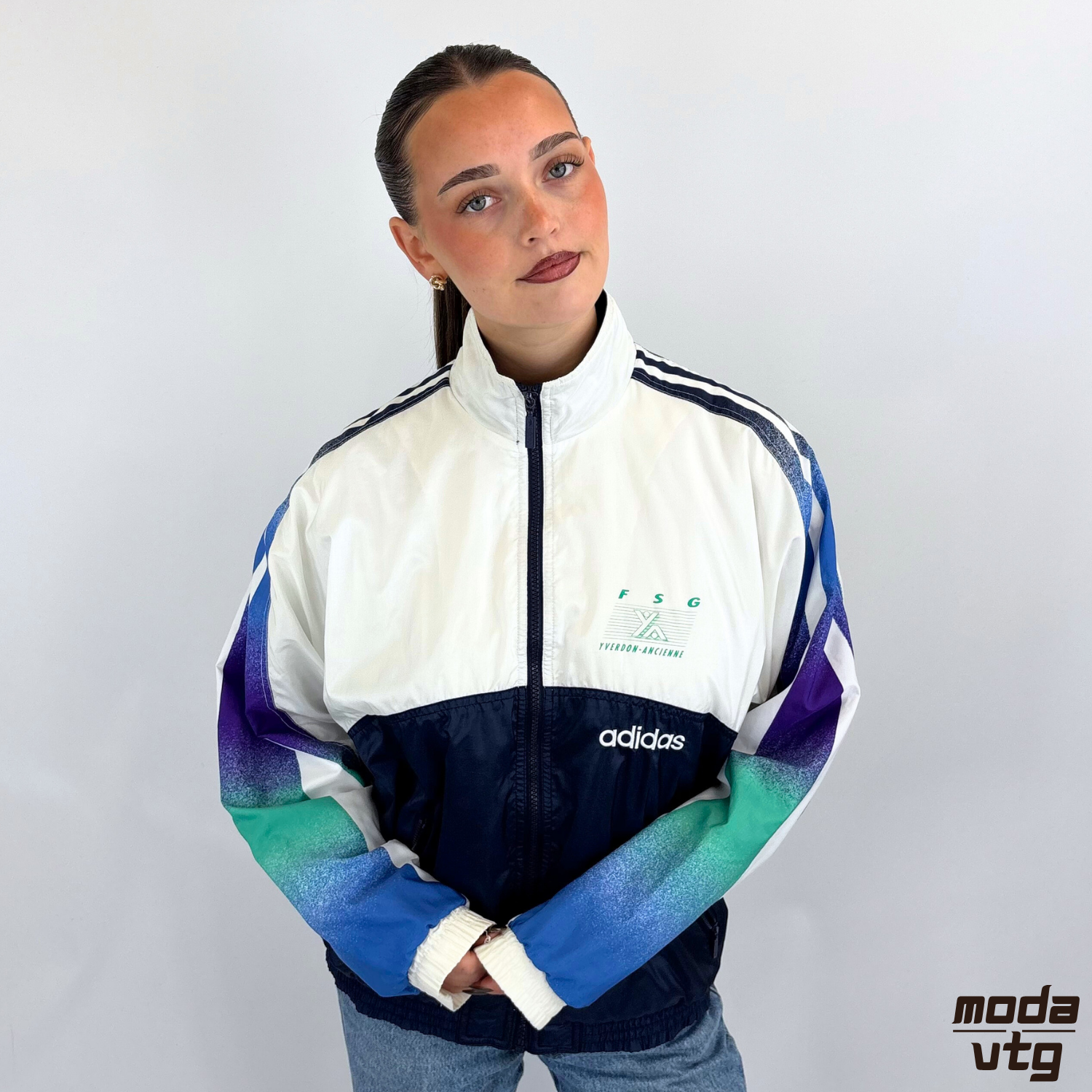 Vintage 90s Adidas Track Jacket White Medium Retro
